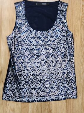 Neesh Navy Sequin Scoop Tank Top